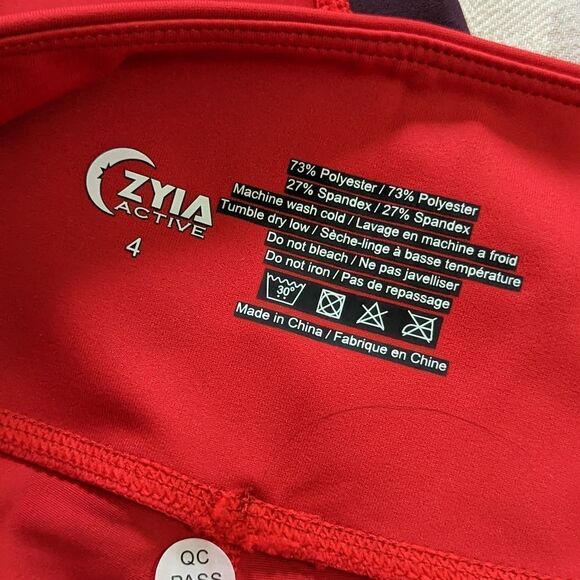 Zyia Red Royalty Strip‎ Light n Tight 7/8 Leggings Sz 4 - Picture 9 of 10